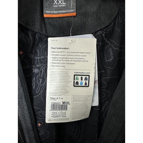NWT Icebreaker Scout MerinoLOFT Merino Wool Lined Puff Jacket Mens XXL Hooded - Picture 5 of 10